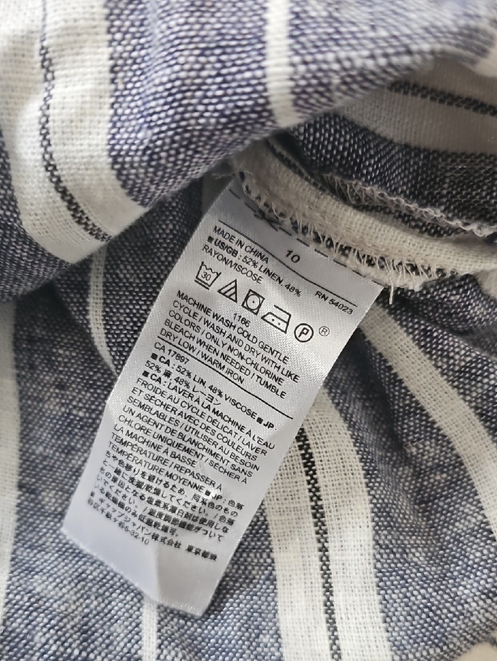 NWT Banana Republic Linen Dress Midi Button Up Collar 10 Striped - Picture 8 of 9